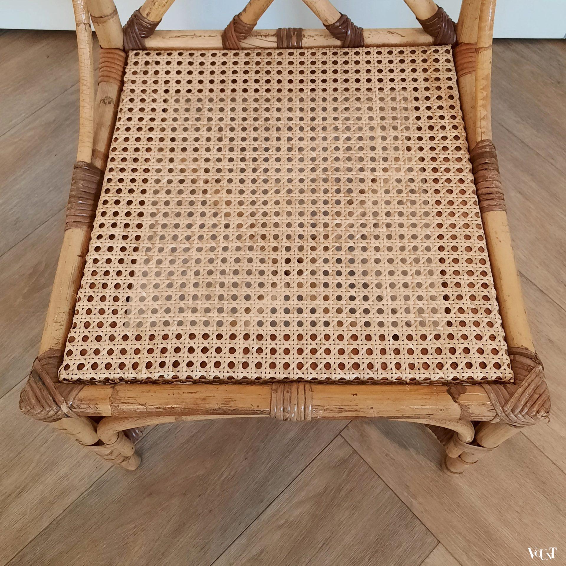 Set van 4 rotan eettafelstoelen, jaren '60/'70