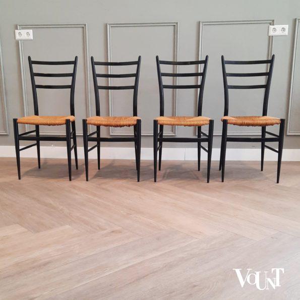 Set van 4 gemerkte Spinetto stoelen, Chiavari, Italië, jaren '50