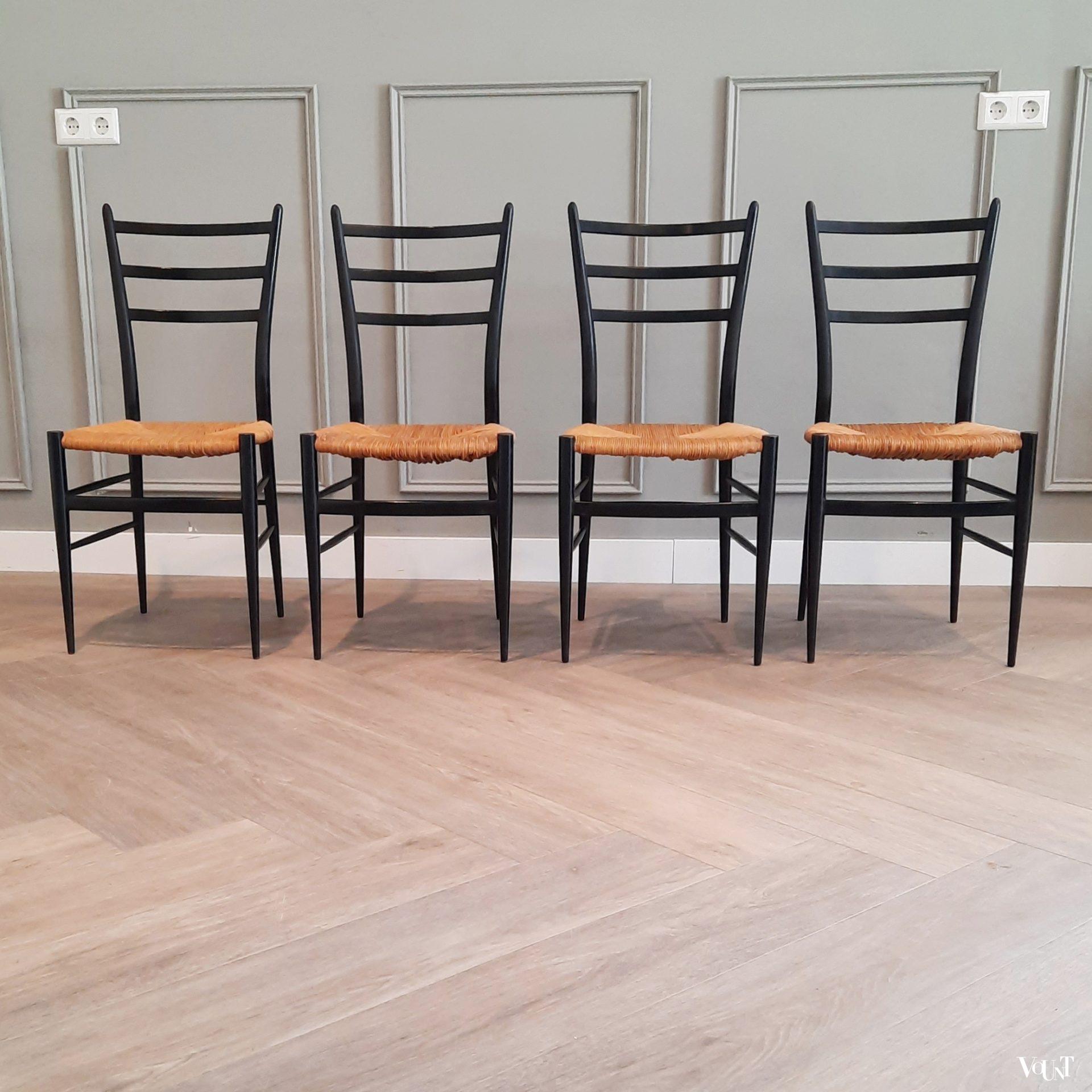 Set van 4 gemerkte Spinetto stoelen, Chiavari, Italië, jaren '50