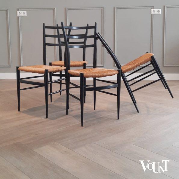 Set van 4 gemerkte Spinetto stoelen, Chiavari, Italië, jaren '50