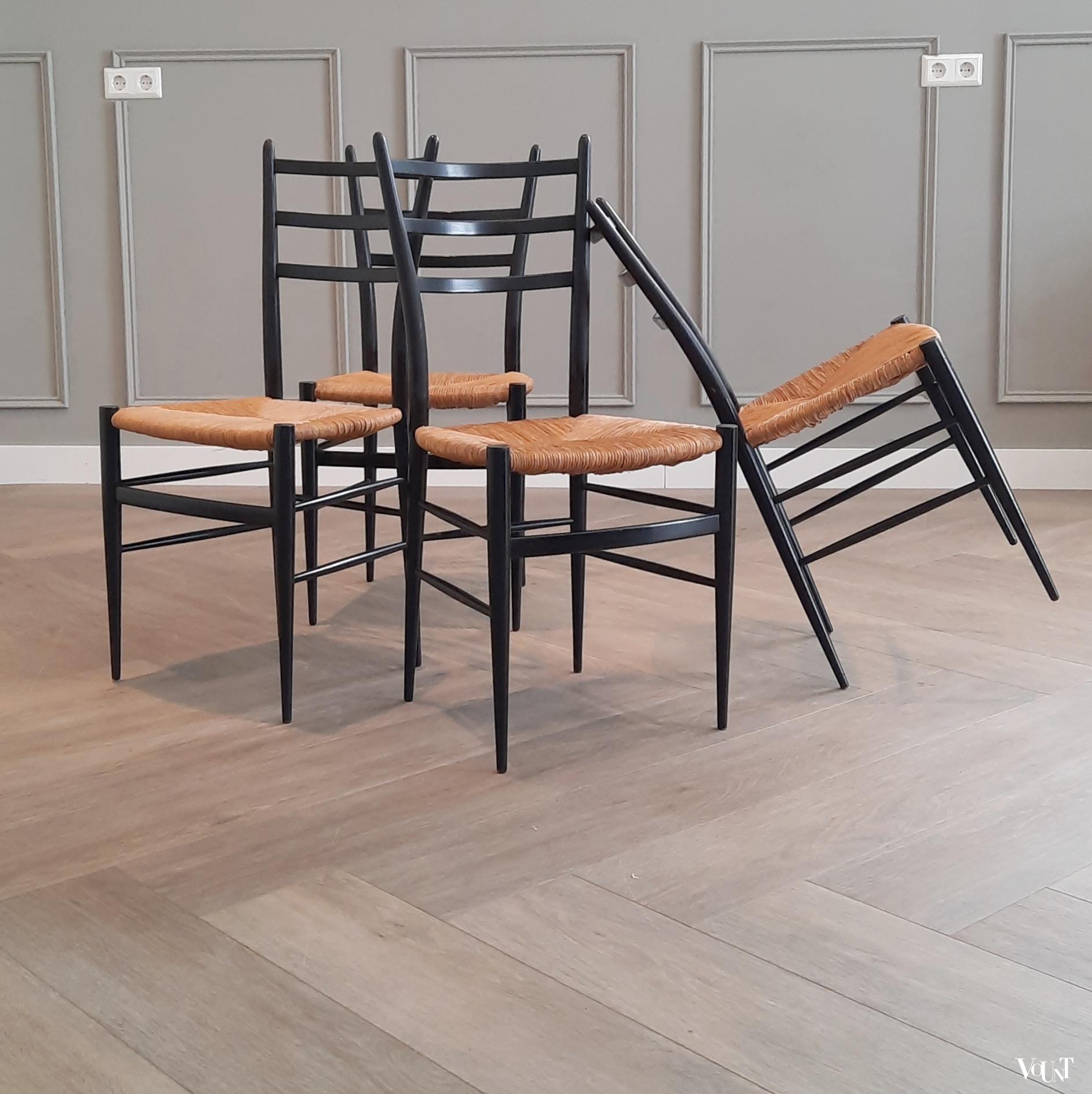 Set van 4 gemerkte Spinetto stoelen, Chiavari, Italië, jaren '50