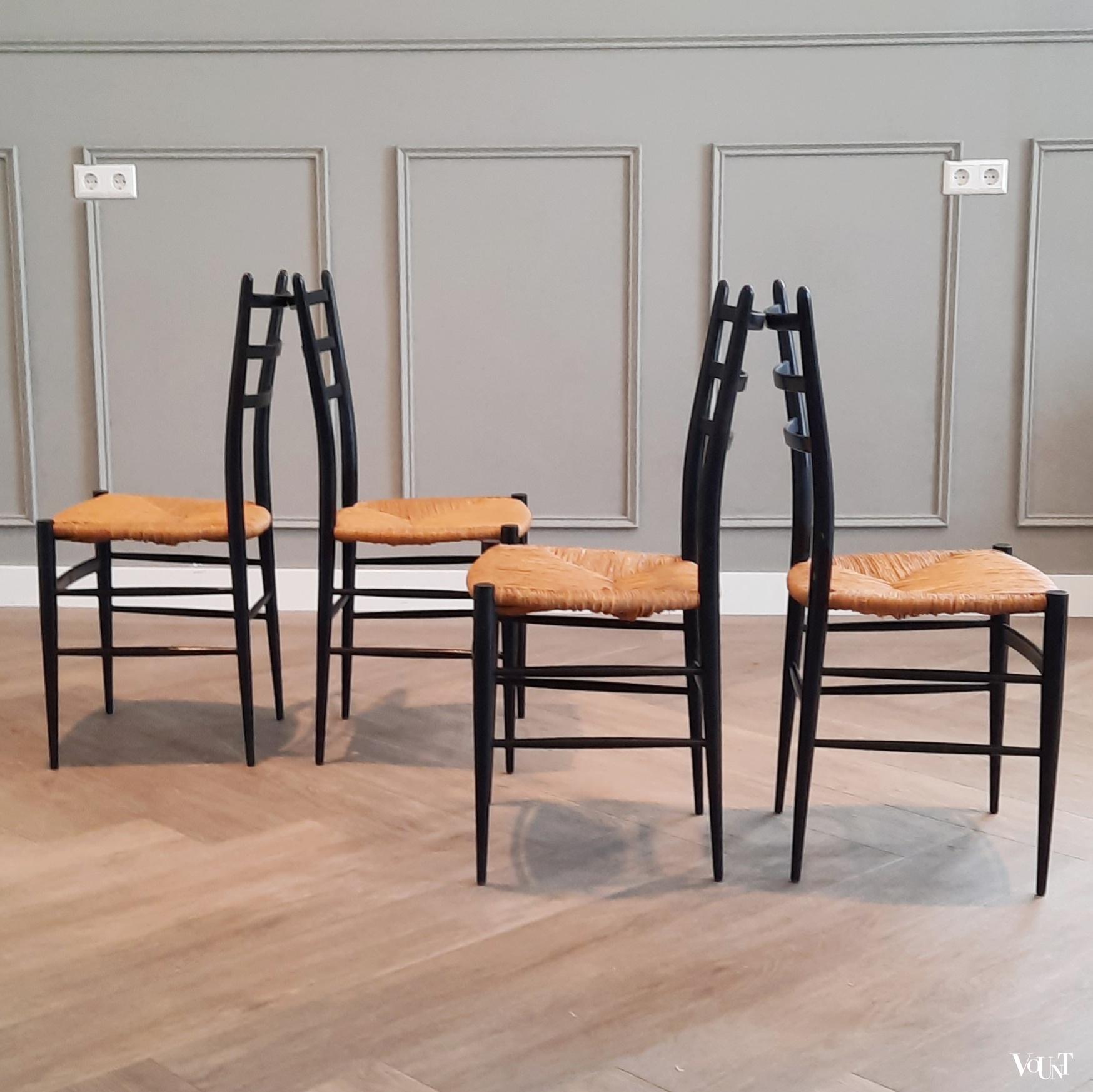 Set van 4 gemerkte Spinetto stoelen, Chiavari, Italië, jaren '50
