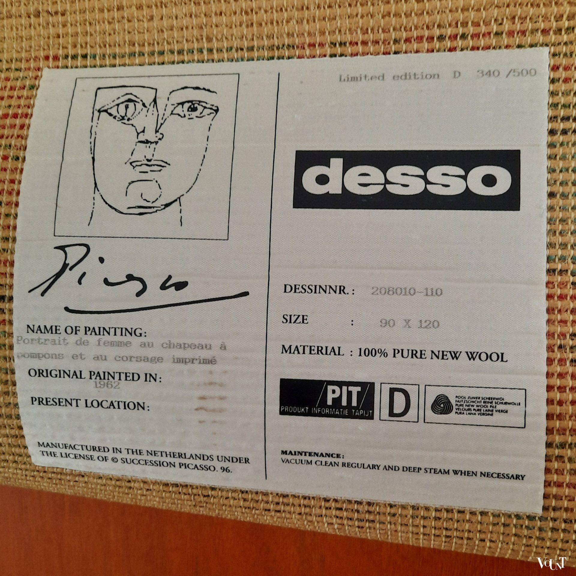 Desso wandtapijt Picasso, jaren '90