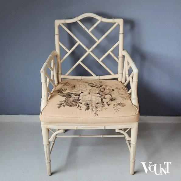 Vintage faux bamboo Chippendale stoel met armleuning, jaren '60/'70