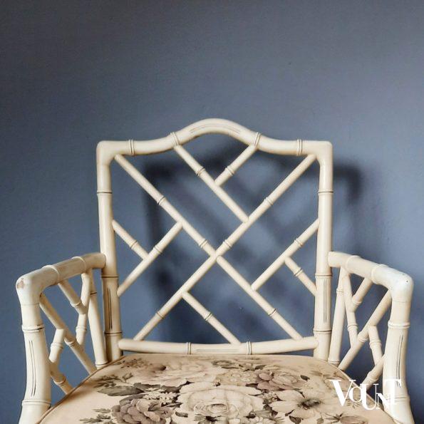 Vintage faux bamboo Chippendale stoel met armleuning, jaren '60/'70