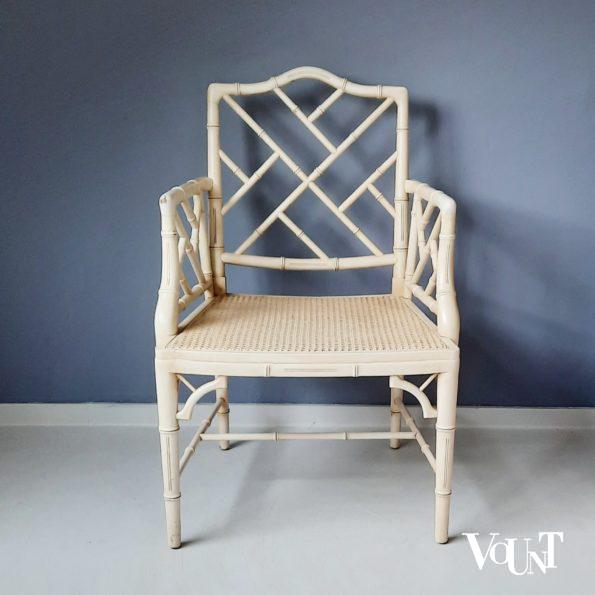 Vintage faux bamboo Chippendale stoel met armleuning, jaren '60/'70