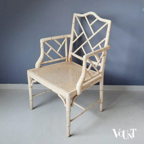 Vintage faux bamboo Chippendale stoel met armleuning, jaren '60/'70