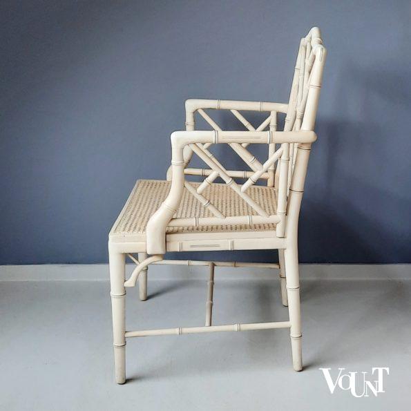 Vintage faux bamboo Chippendale stoel met armleuning, jaren '60/'70