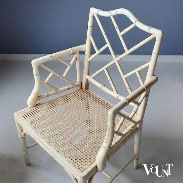 Vintage faux bamboo Chippendale stoel met armleuning, jaren '60/'70
