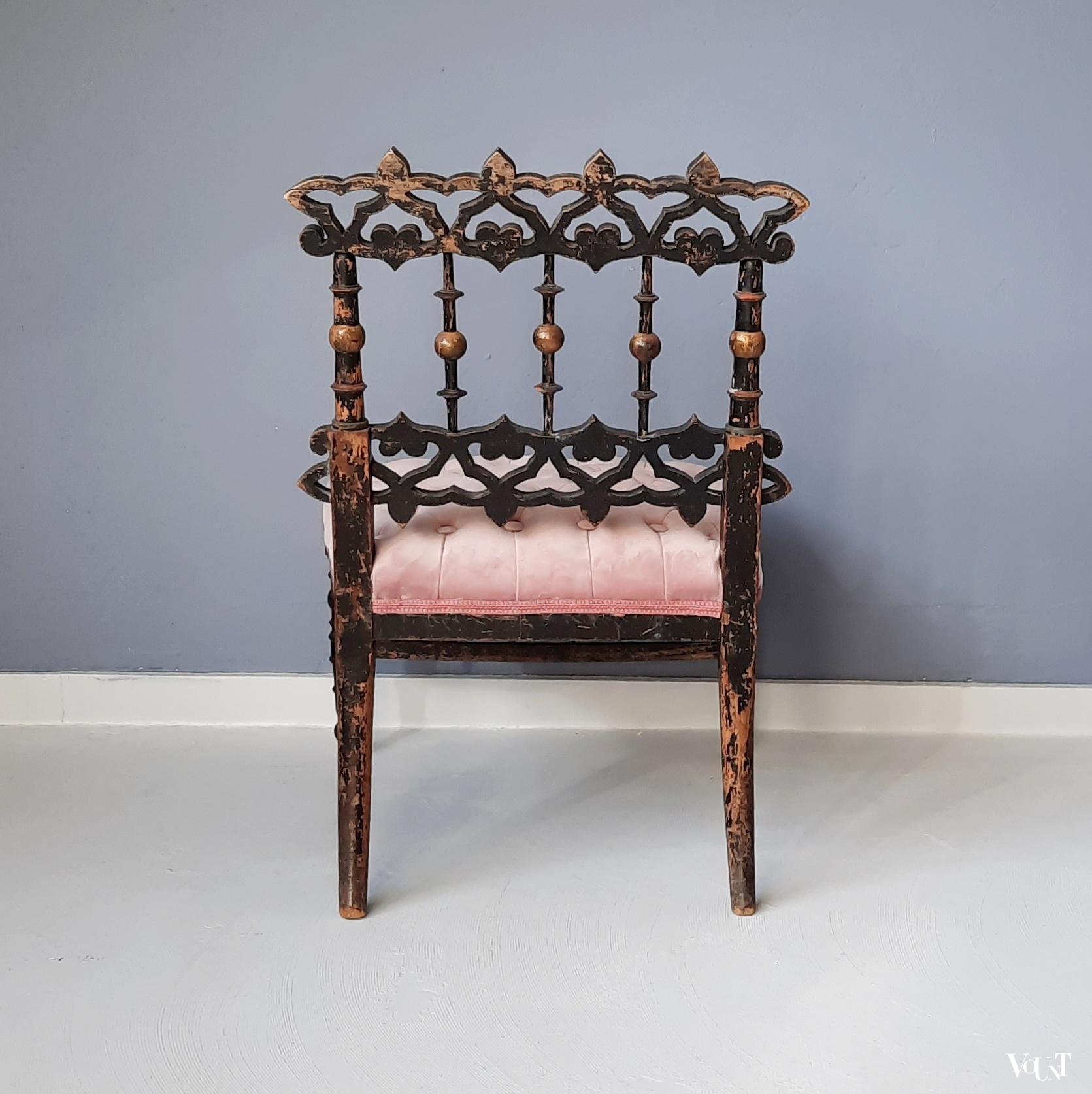 Antieke "slipper chair", Frankrijk, rond 1850