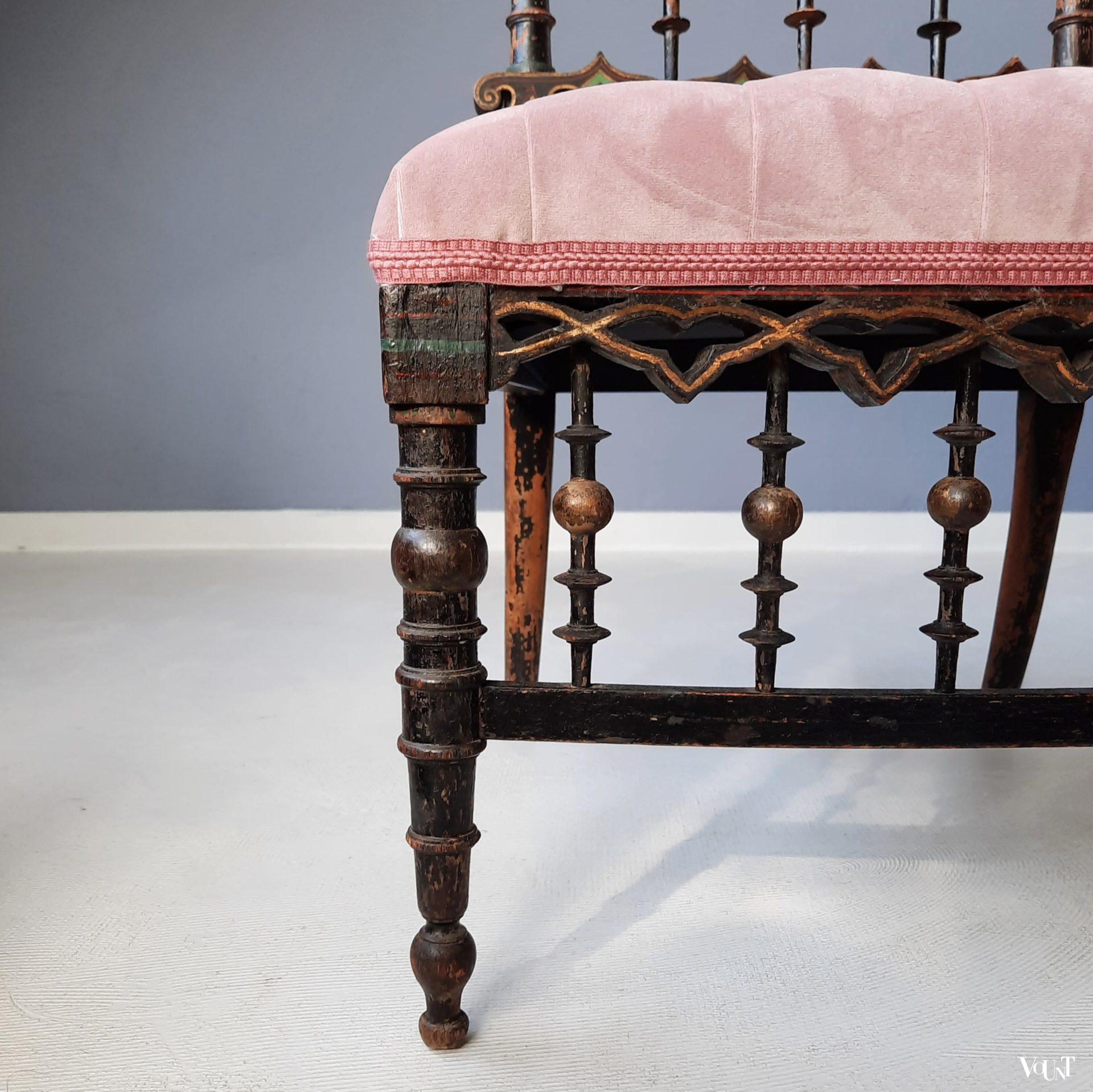 Antieke "slipper chair", Frankrijk, rond 1850