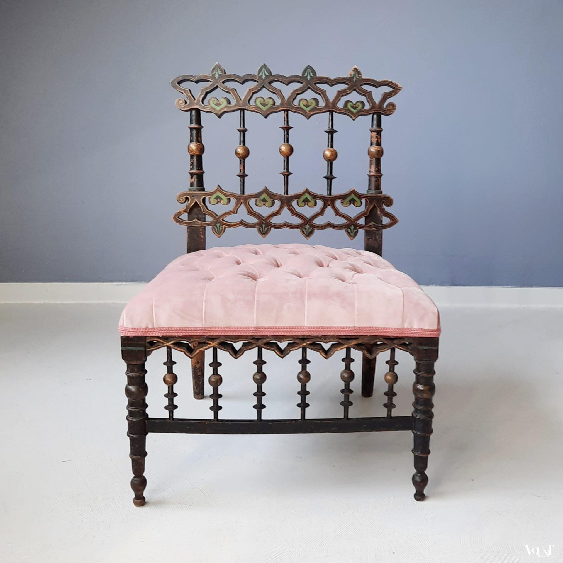 Antieke "slipper chair", Frankrijk, rond 1850