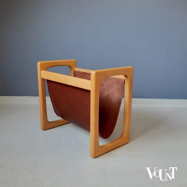 Deens design lectuurhouder hout en leer, jaren '70