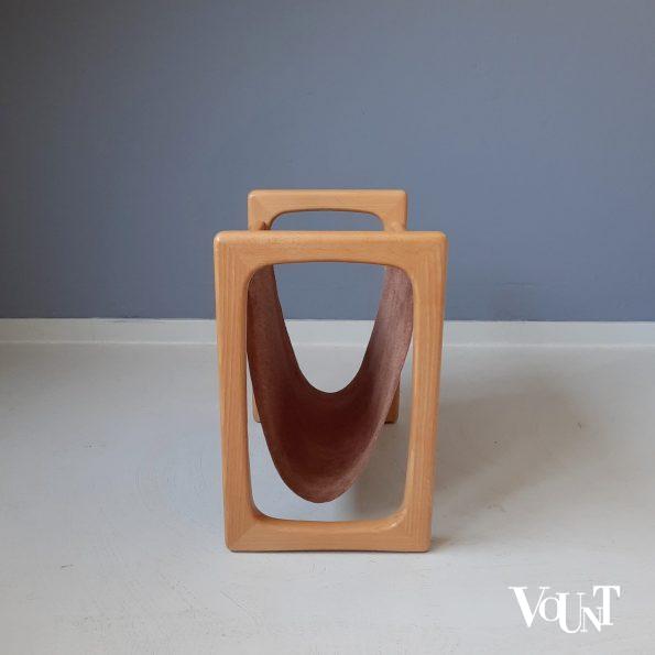 Deens design lectuurhouder hout en leer, jaren '70