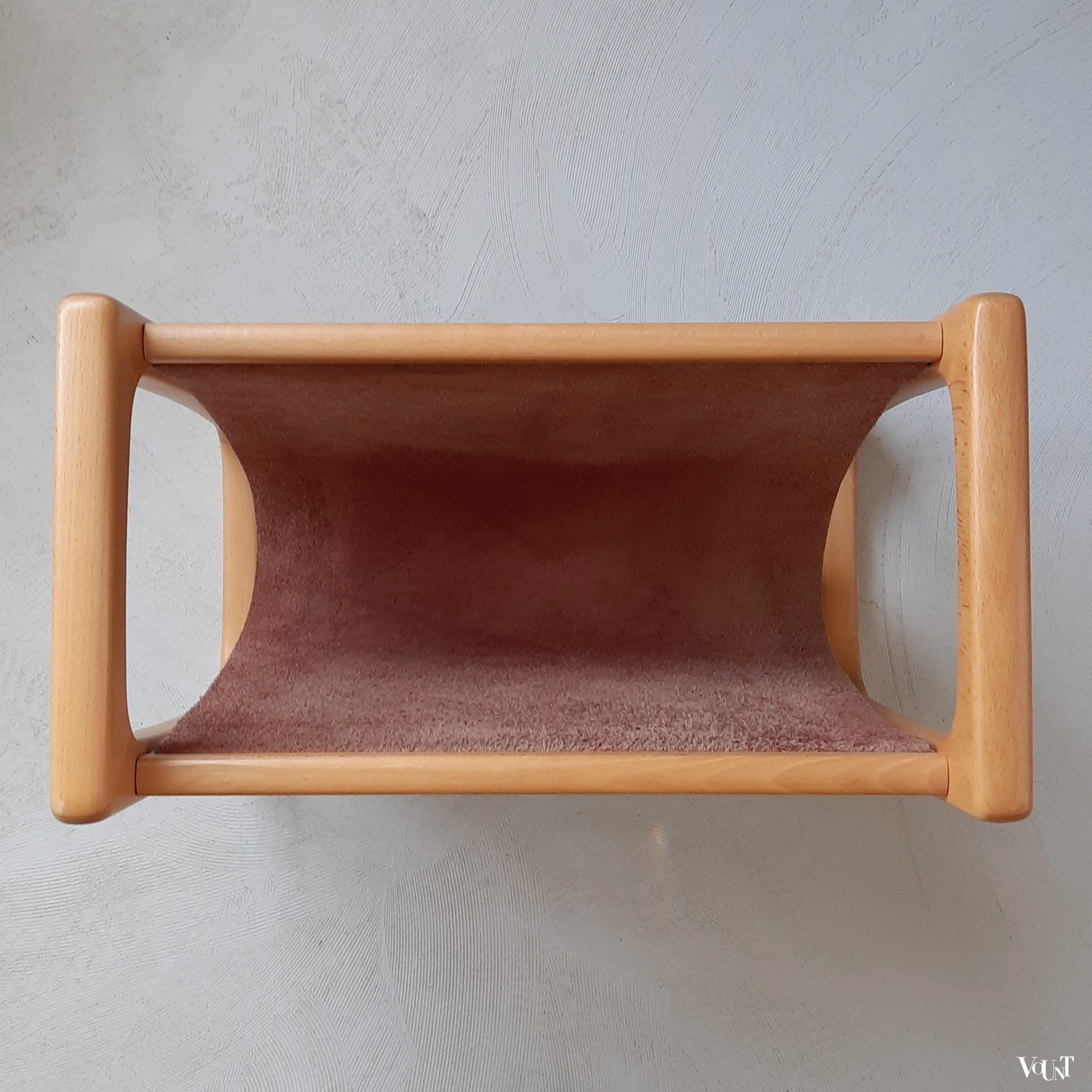 Deens design lectuurhouder hout en leer, jaren '70