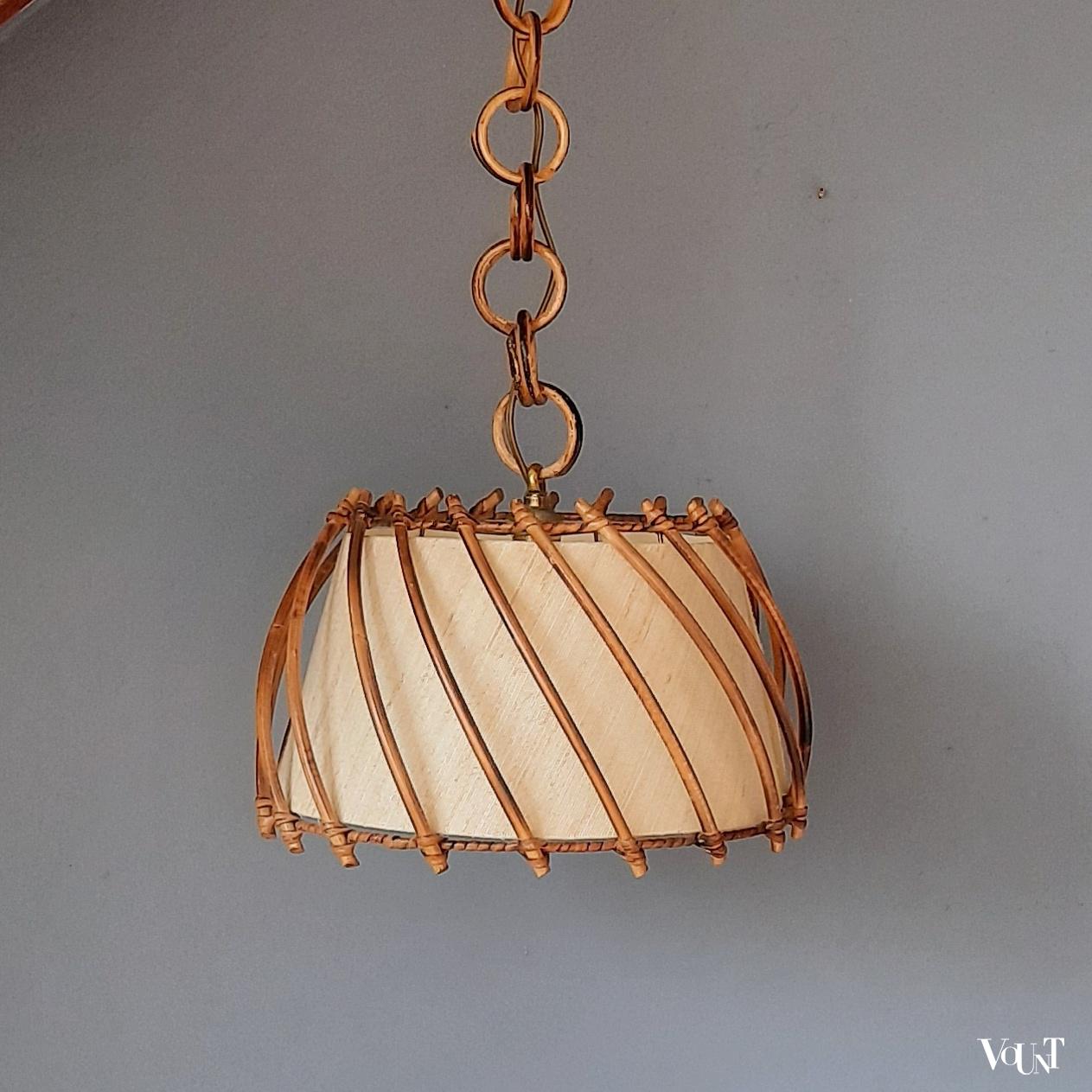Franse rotan hanglamp, jaren '50/'60