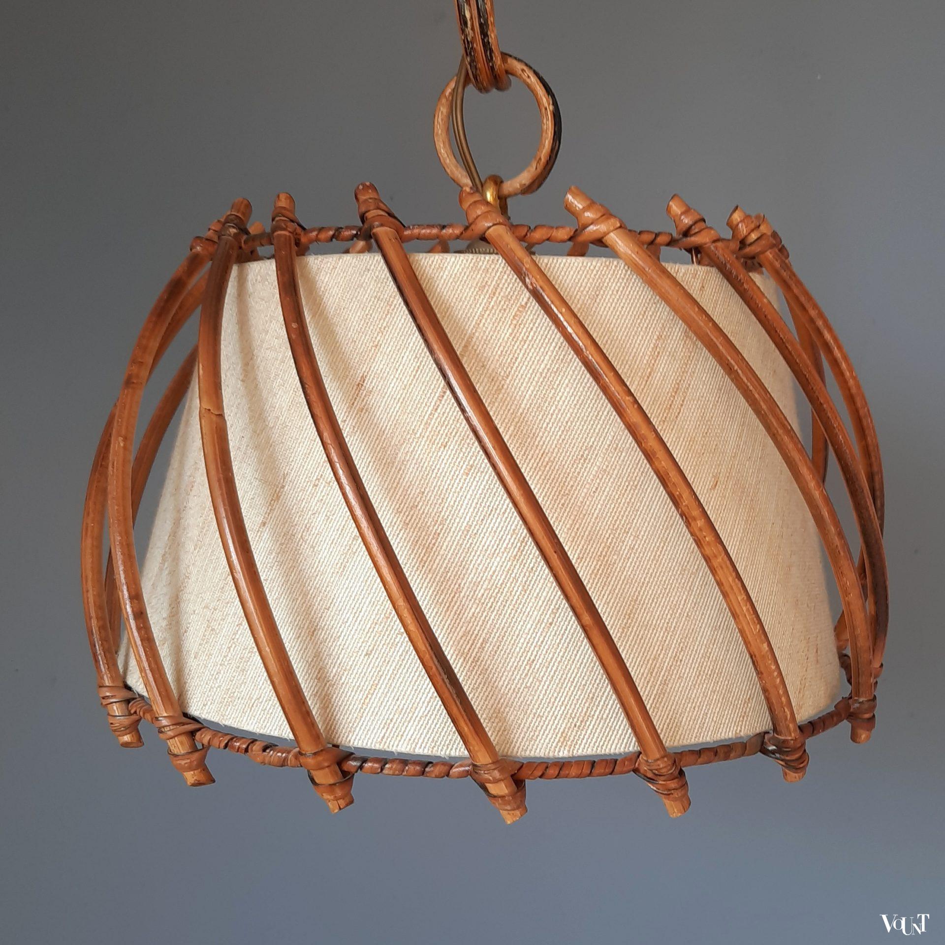 Franse rotan hanglamp, jaren '50/'60