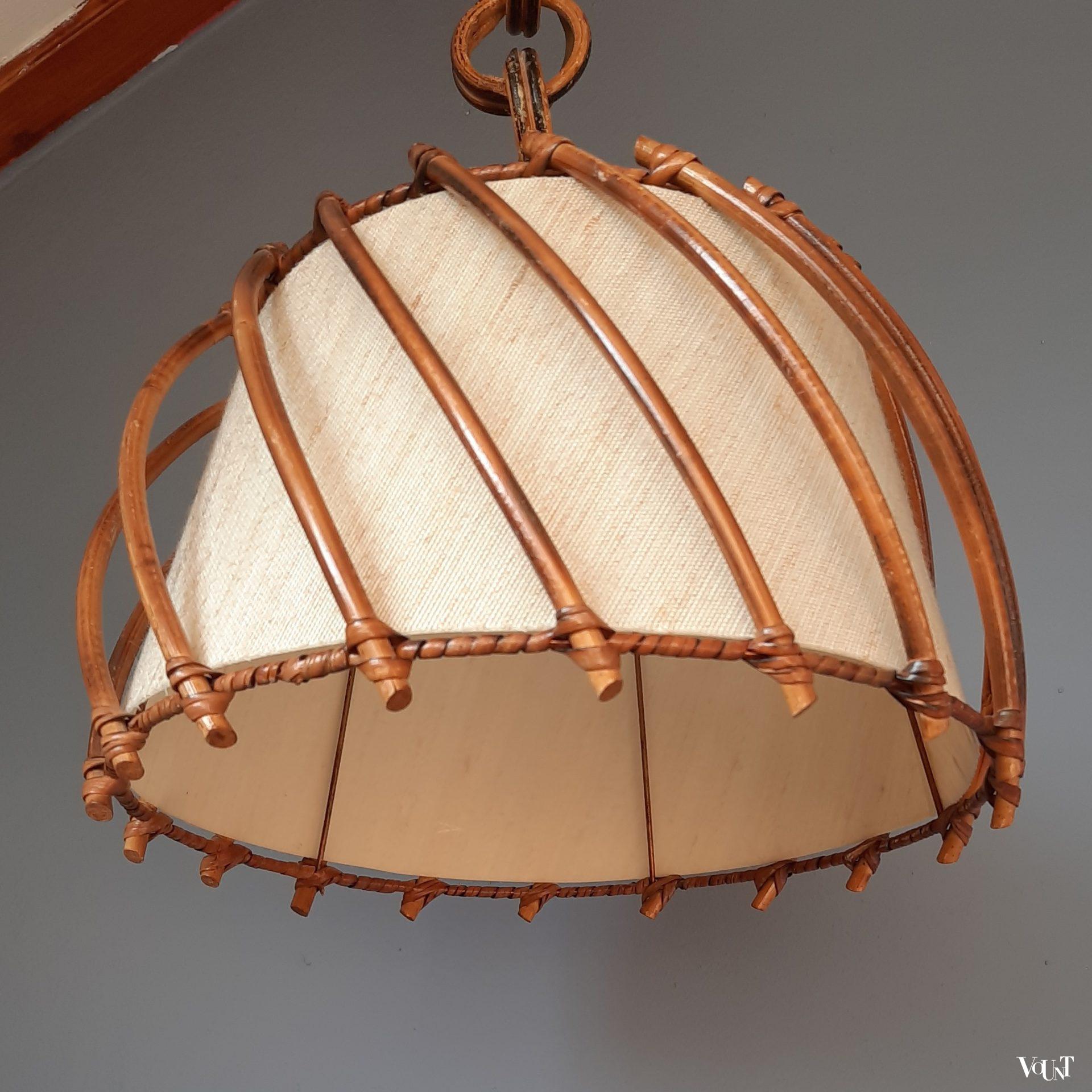 Franse rotan hanglamp, jaren '50/'60
