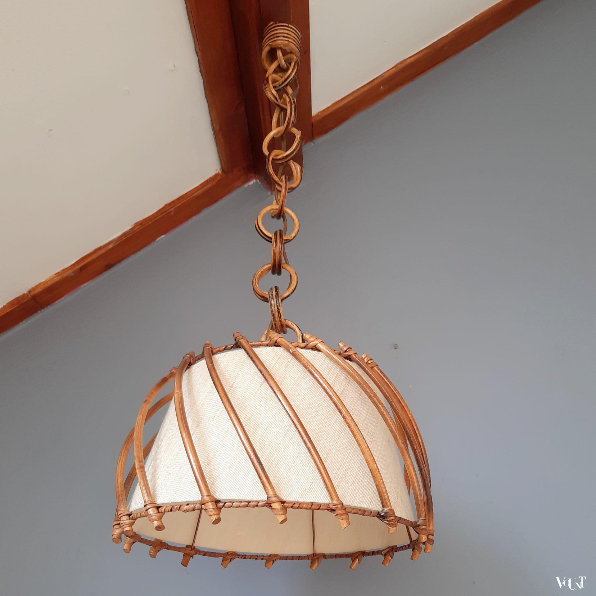 Franse rotan hanglamp, jaren '50/'60