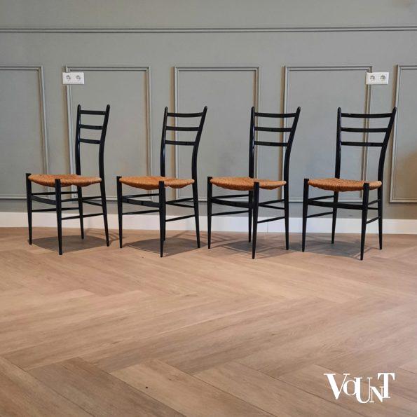 Set van 4 gemerkte Spinetto stoelen, Chiavari, Italië, jaren '50