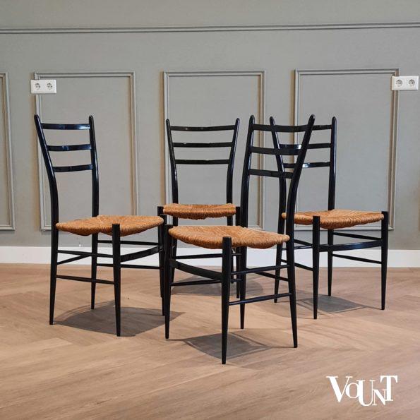Set van 4 gemerkte Spinetto stoelen, Chiavari, Italië, jaren '50
