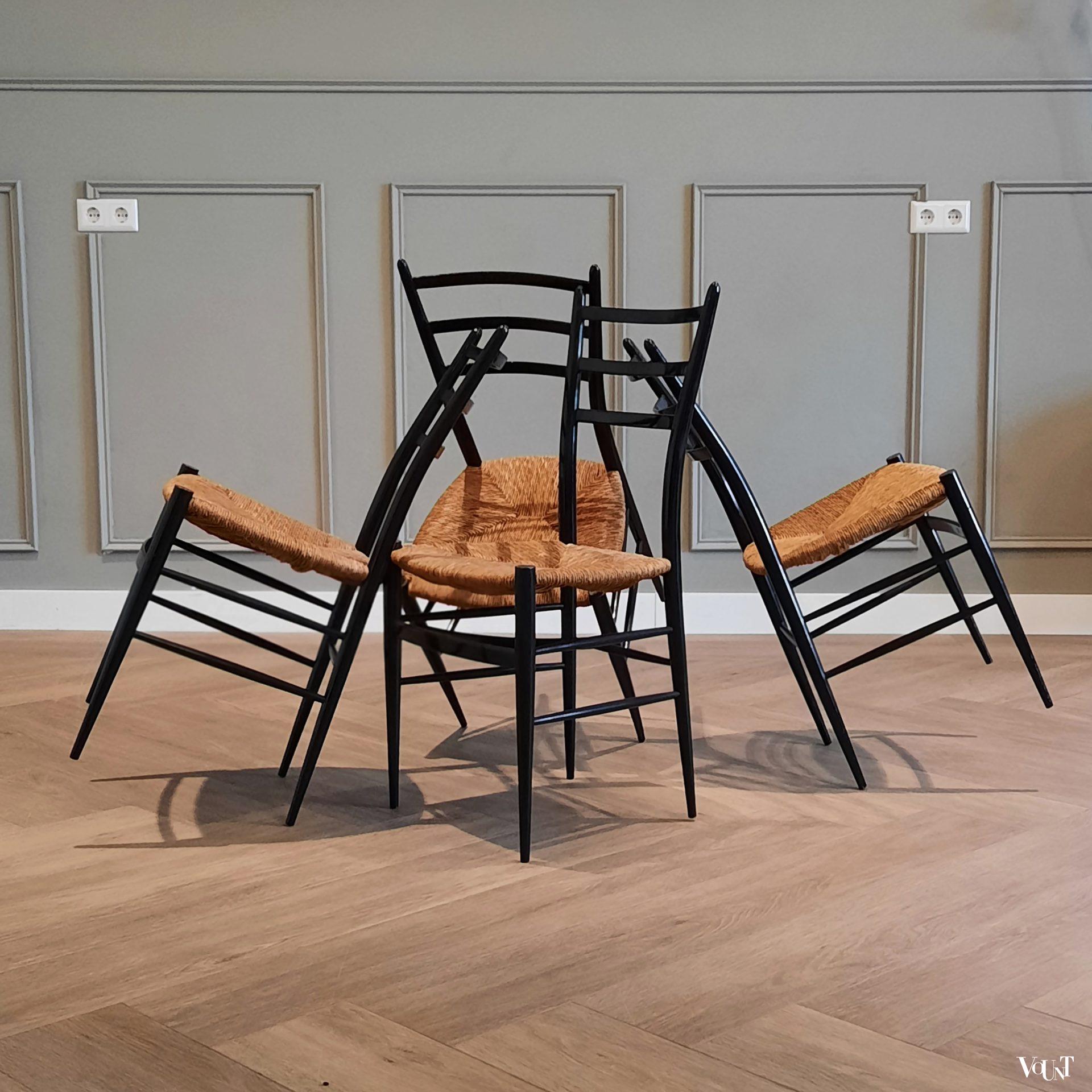 Set van 4 gemerkte Spinetto stoelen, Chiavari, Italië, jaren '50