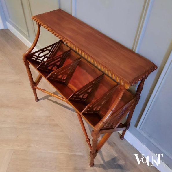 Faux bamboo houten boekenrek / book trough,  jaren '70