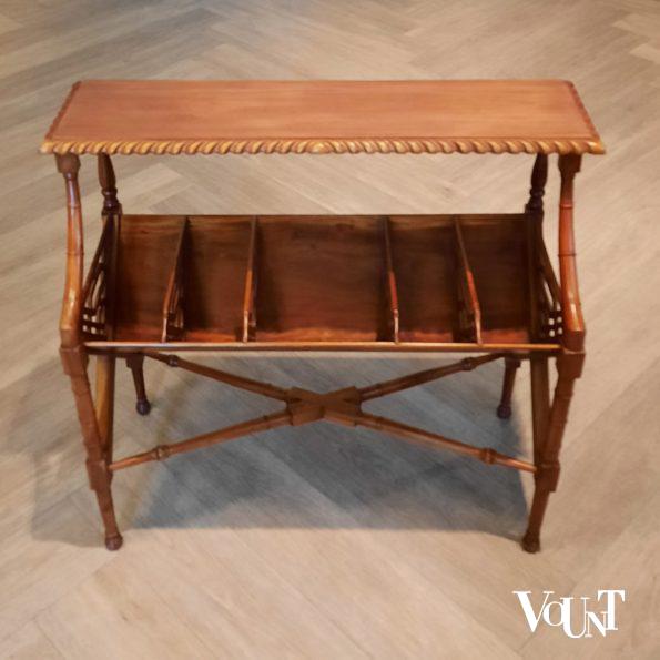 Faux bamboo houten boekenrek / book trough,  jaren '70