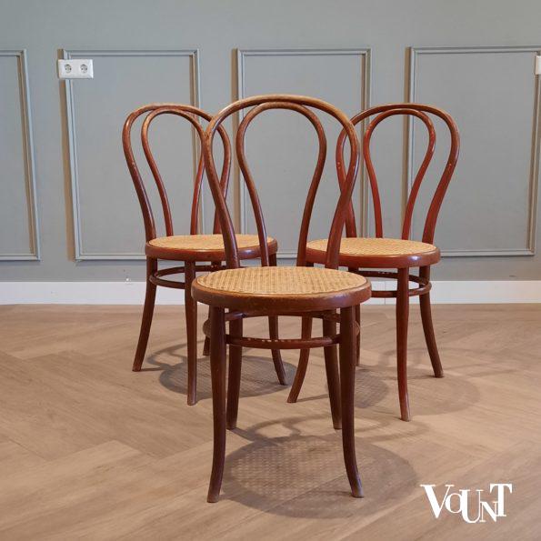 Set van 3 originele nr. 18 stoelen, Gebrüder Thonet, rond 1920