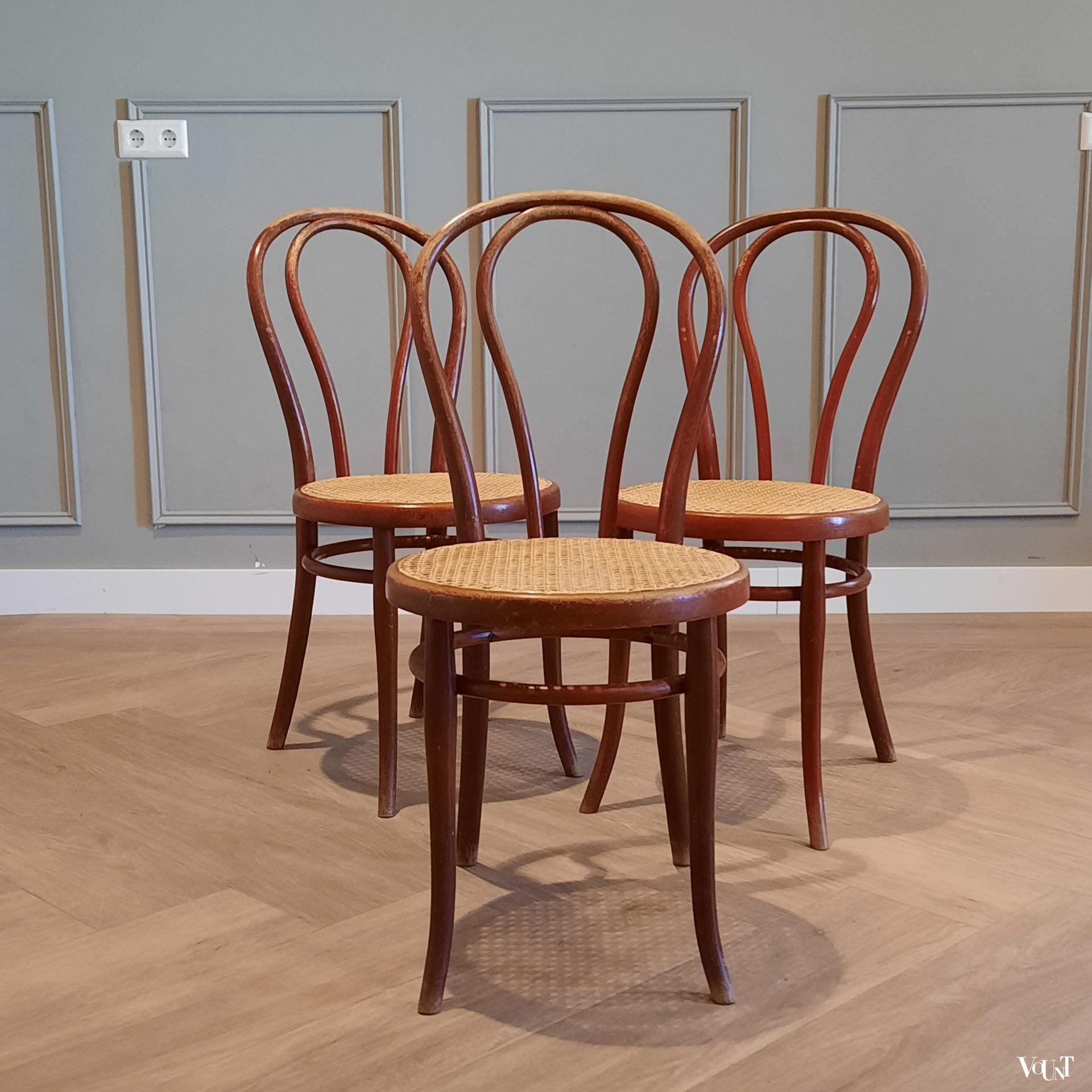 Set van 3 originele nr. 18 stoelen, Gebrüder Thonet, rond 1920