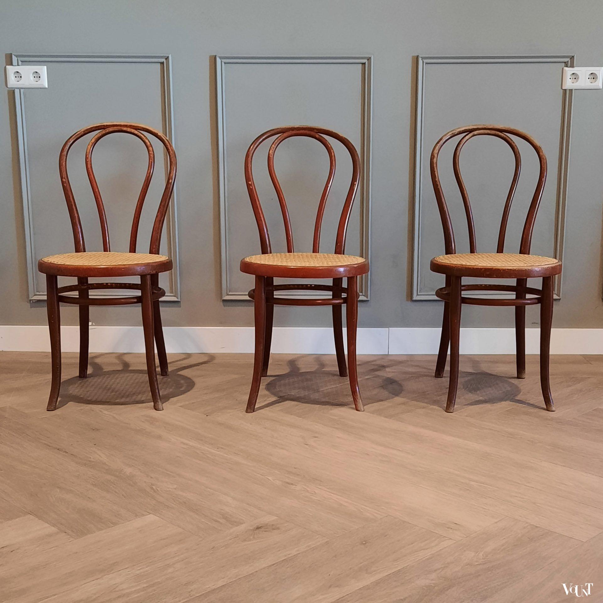 Set van 3 originele nr. 18 stoelen, Gebrüder Thonet, rond 1920