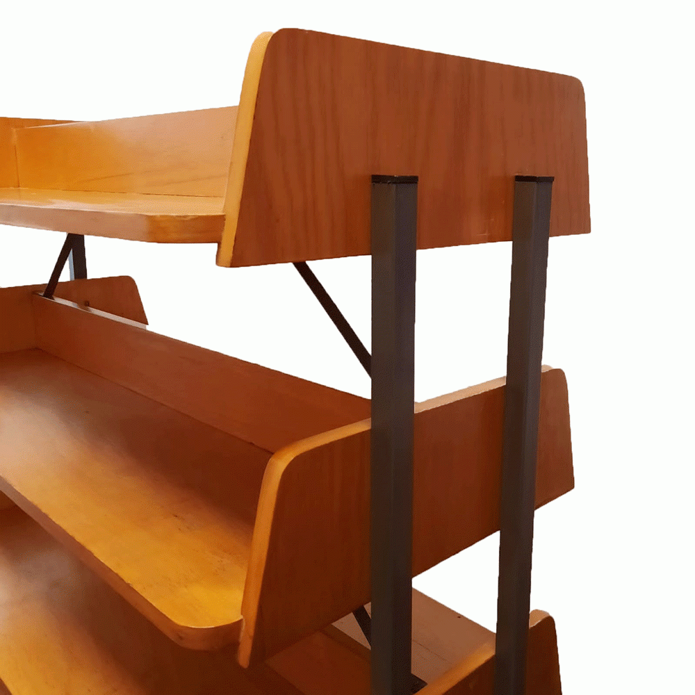 Vintage tweezijdige boekenkast / bibliotheekrek, jaren '60