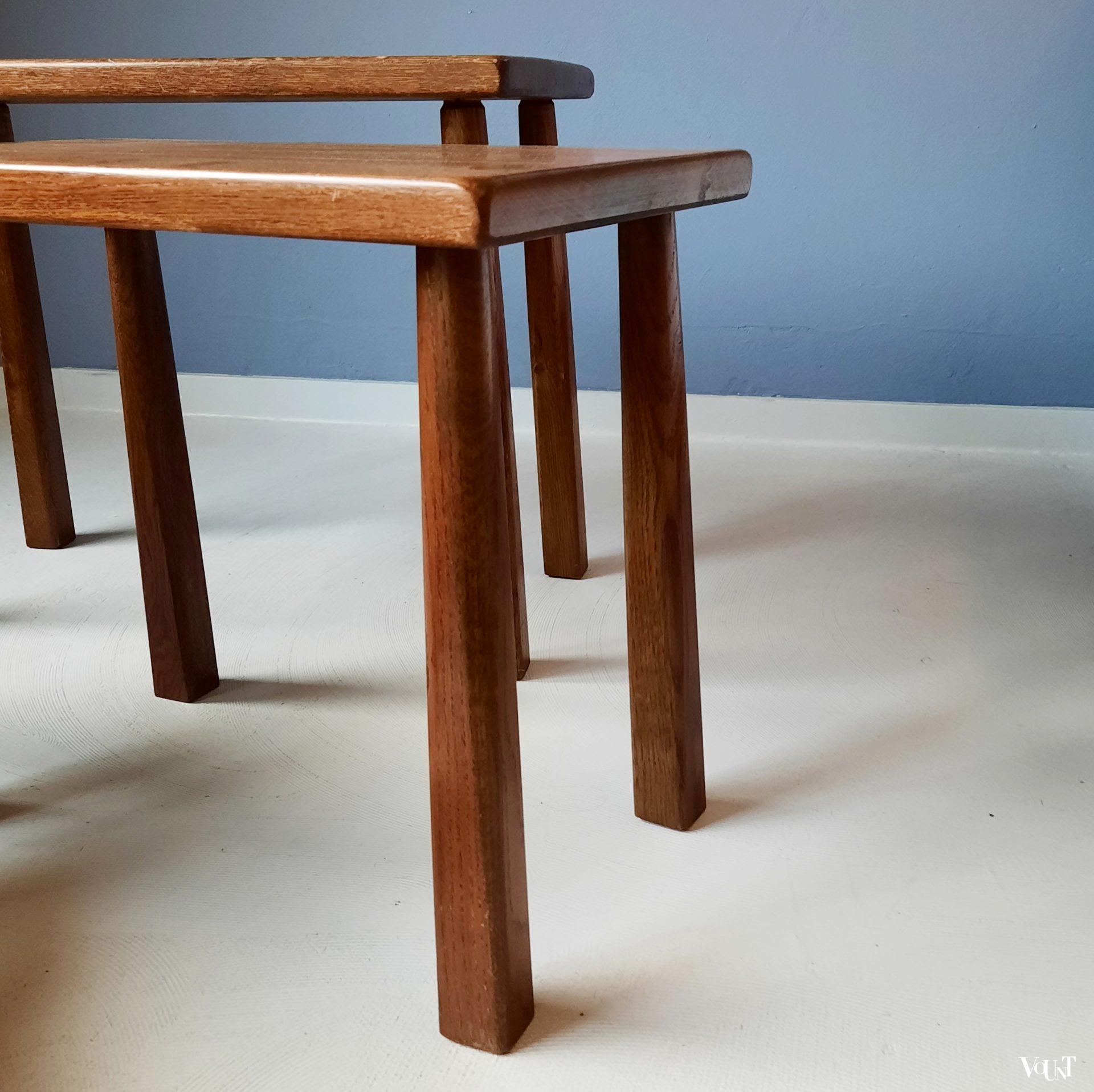 Brutalist set van 3 bijzettafels, jaren '60