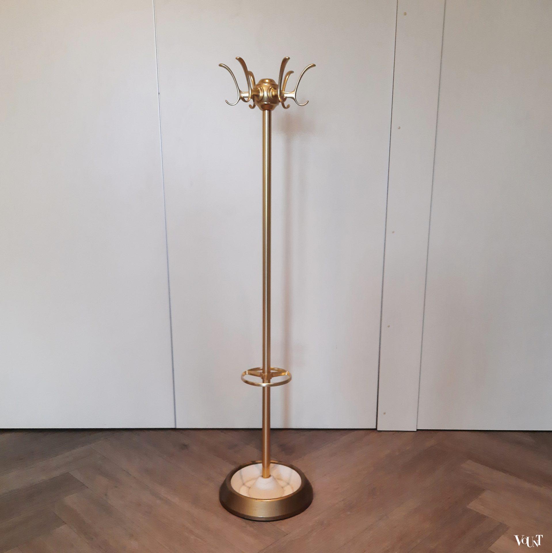 Messingkleurige metalen staande kapstok, jaren '60/'70