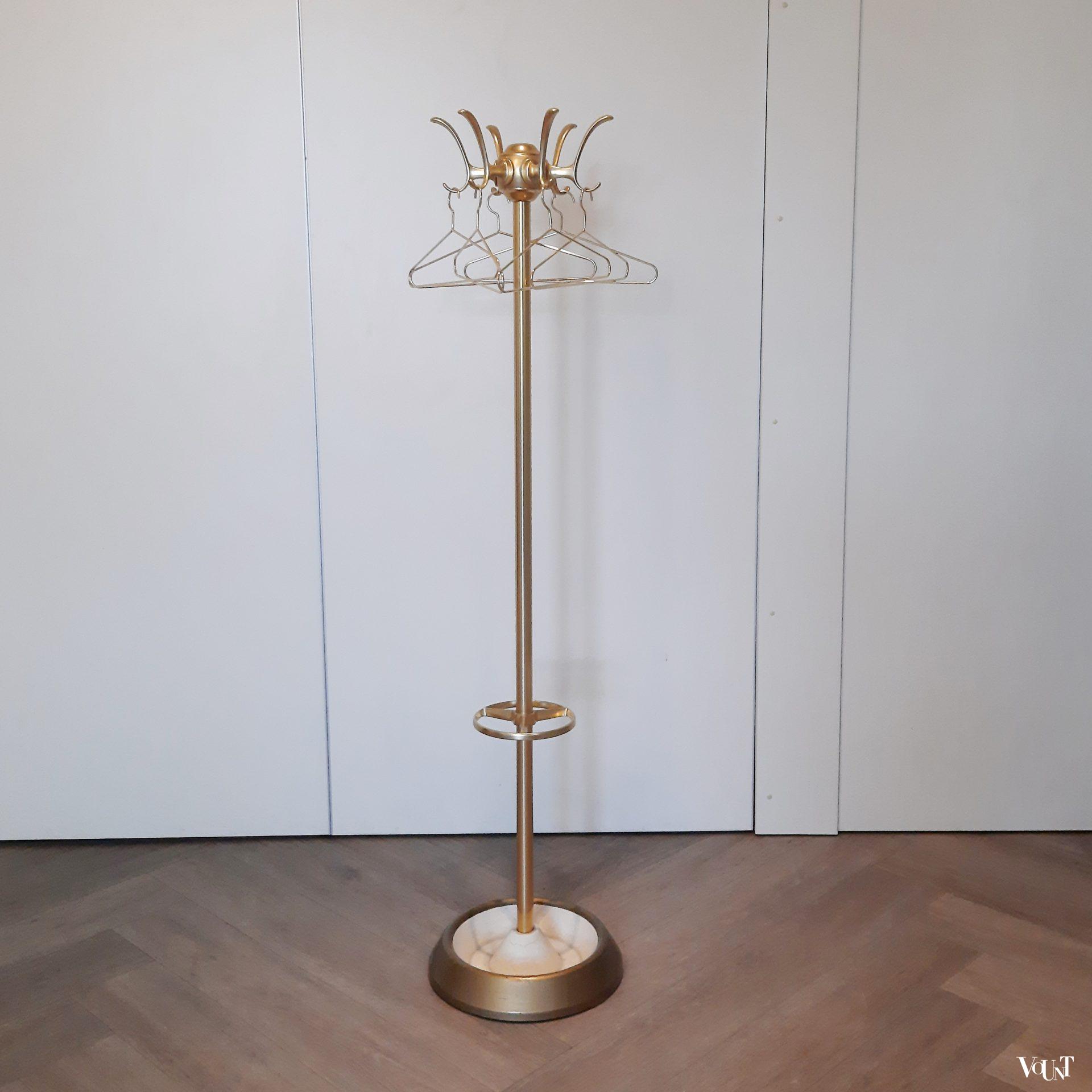 Messingkleurige metalen staande kapstok, jaren '60/'70