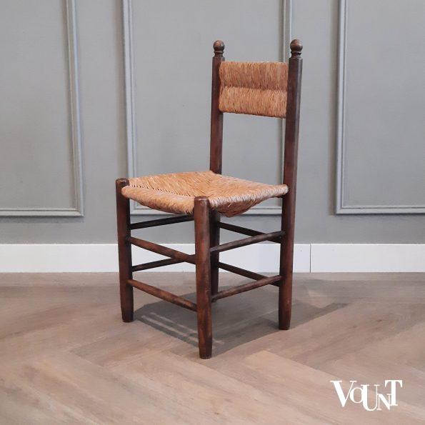 Set van 4 houten stoeltjes met biezen, jaren '50