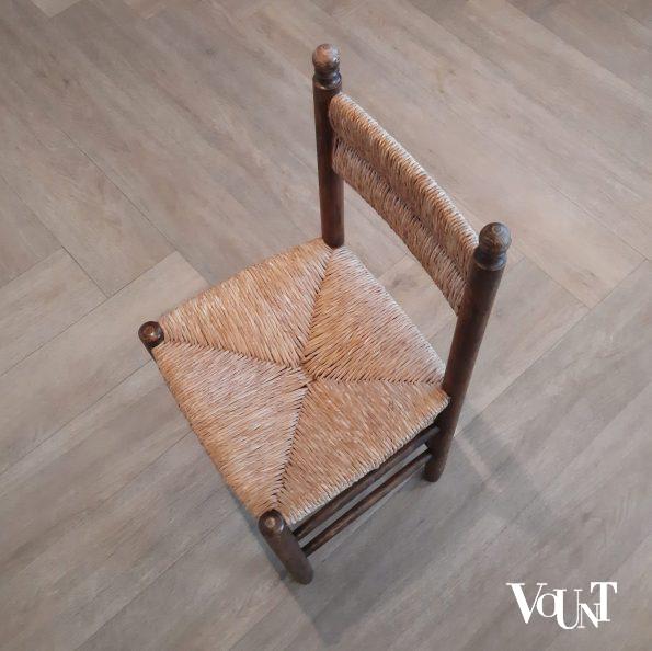 Set van 4 houten stoeltjes met biezen, jaren '50