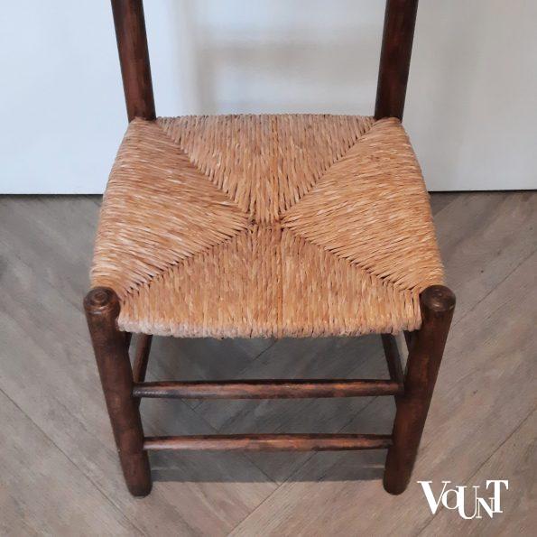 Set van 4 houten stoeltjes met biezen, jaren '50