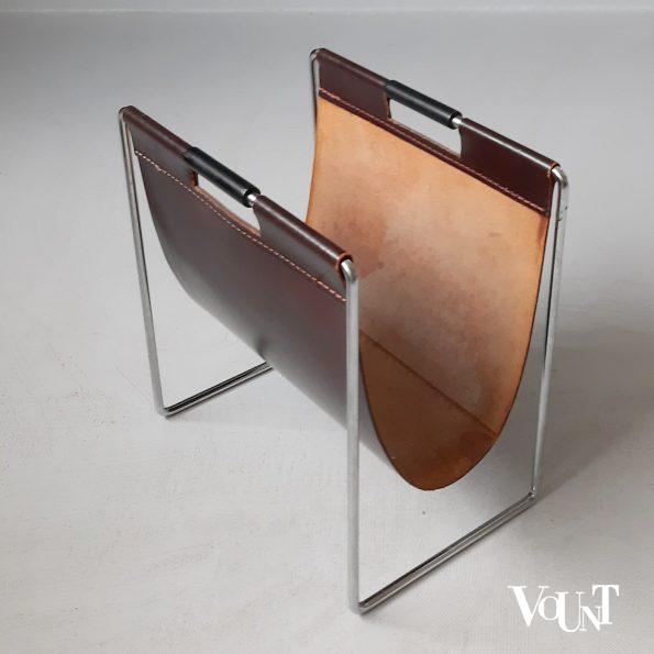 Leren lectuurbak met metalen frame, Brabantia, jaren '60/'70