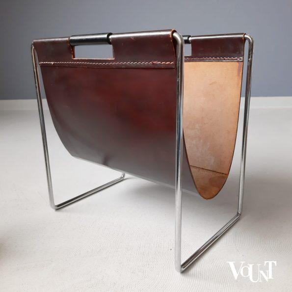 Leren lectuurbak met metalen frame, Brabantia, jaren '60/'70