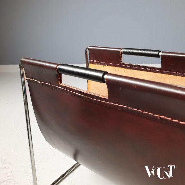 Leren lectuurbak met metalen frame, Brabantia, jaren '60/'70