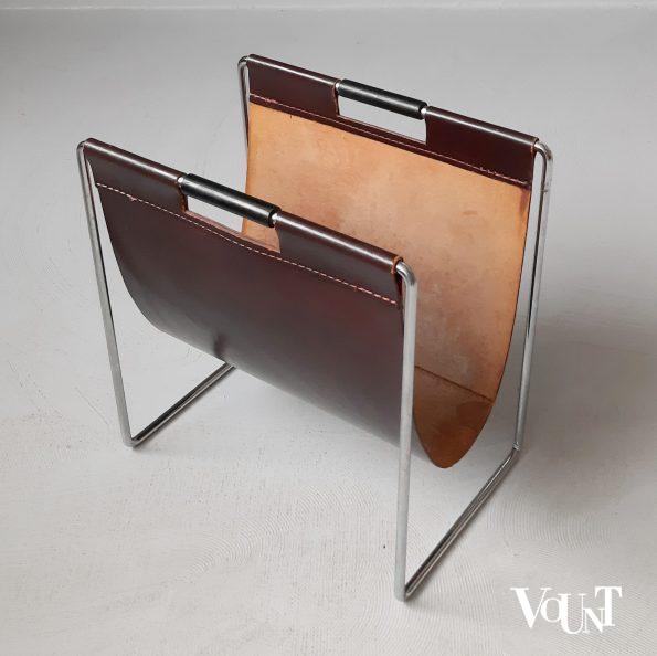 Leren lectuurbak met metalen frame, Brabantia, jaren '60/'70