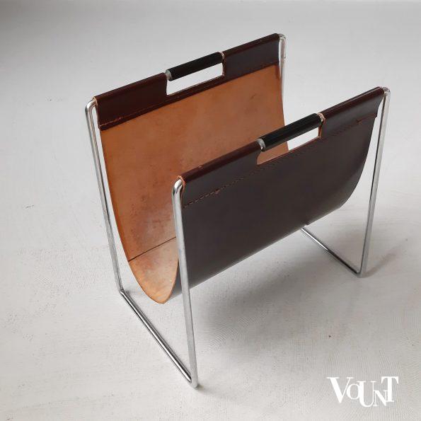 Leren lectuurbak met metalen frame, Brabantia, jaren '60/'70