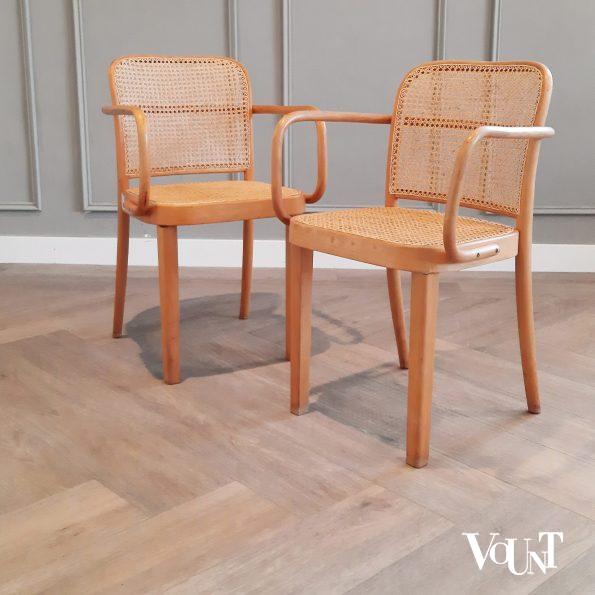 Set van 2 Praag of 811 stoelen, Josef Hoffmann voor Thonet, jaren '50