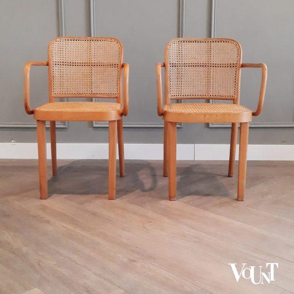 Set van 2 Praag of 811 stoelen, Josef Hoffmann voor Thonet, jaren '50