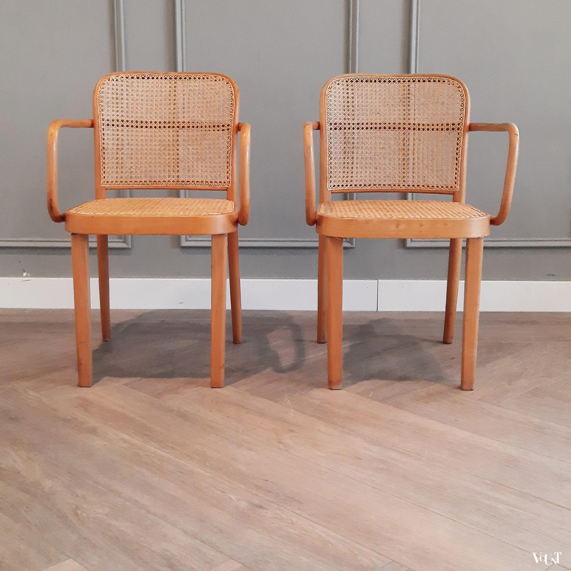 Set van 2 Praag of 811 stoelen, Josef Hoffmann voor Thonet, jaren '50