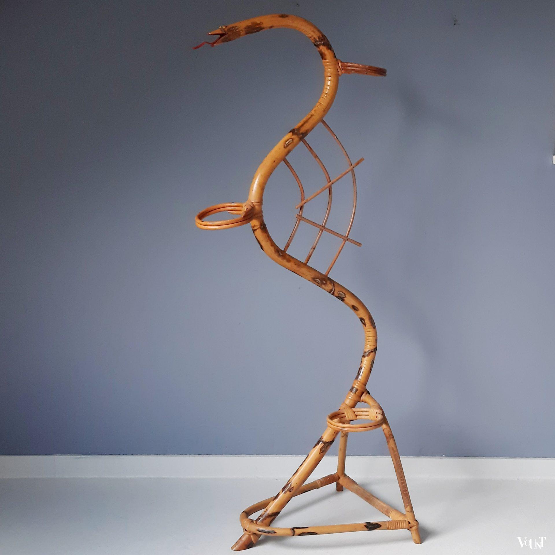 Rotan plantenstandaard slang, jaren '50