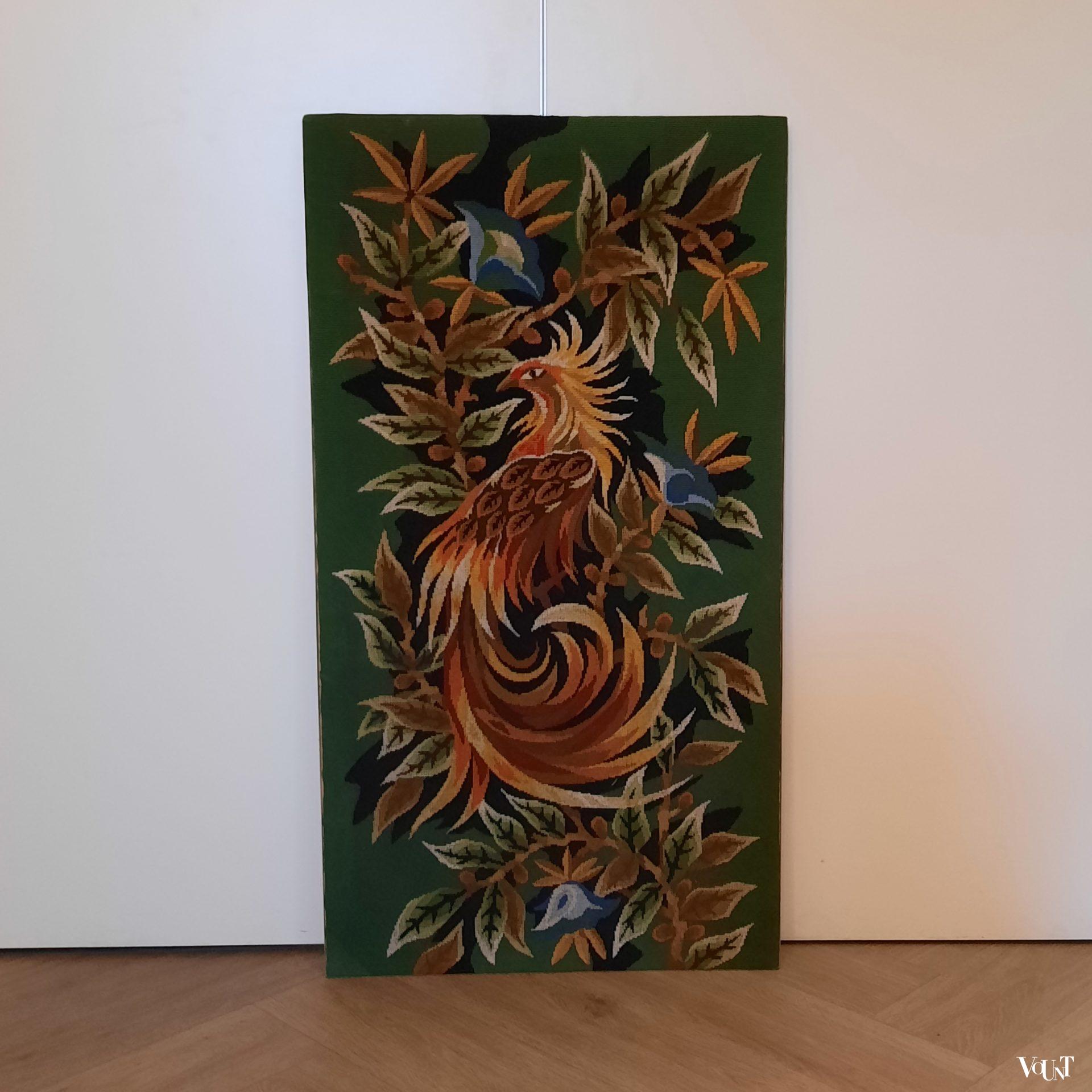 Wandkleed vogel, in de stijl van Jean Lurçat, jaren '60