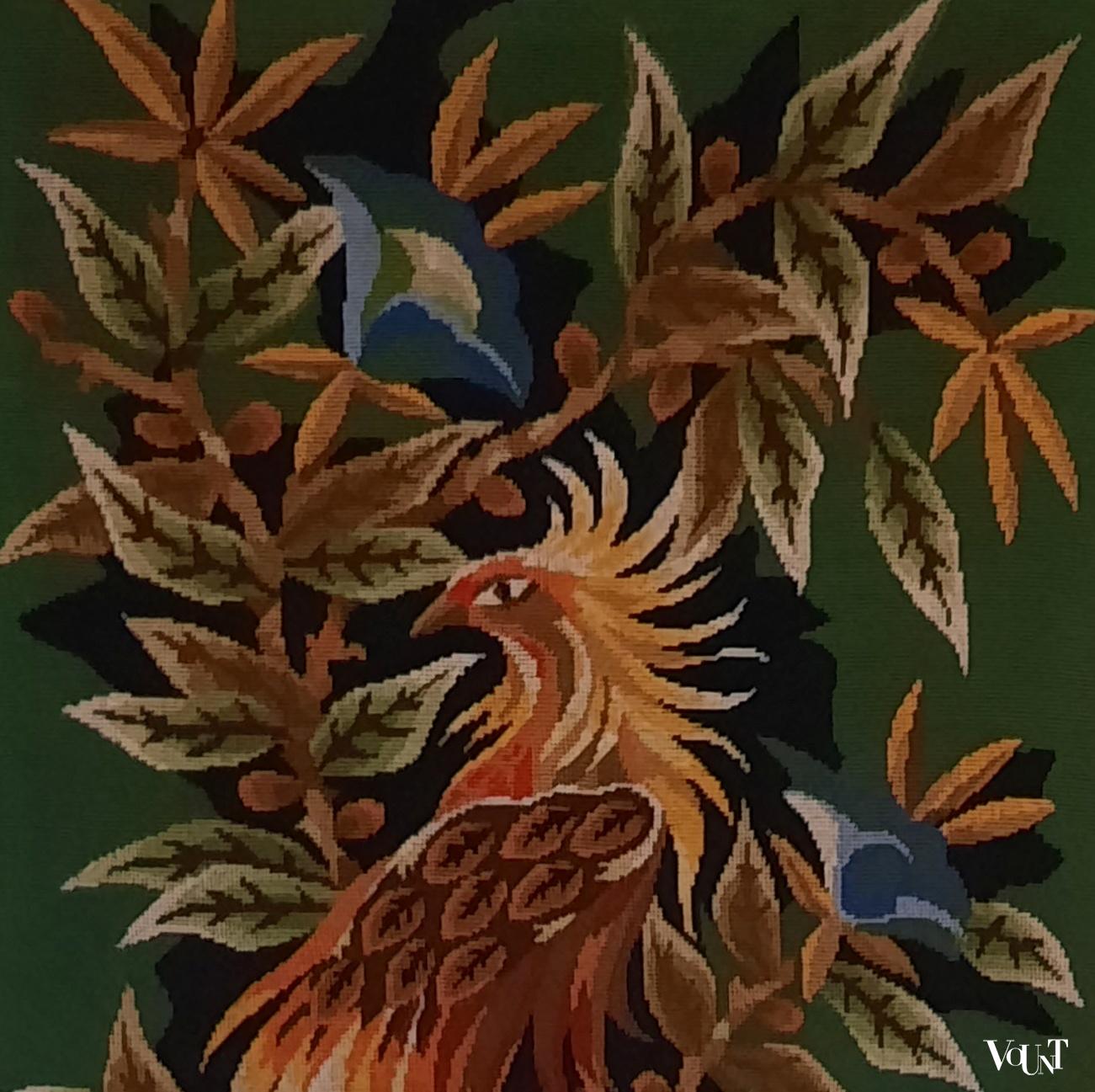 Wandkleed vogel, in de stijl van Jean Lurçat, jaren '60