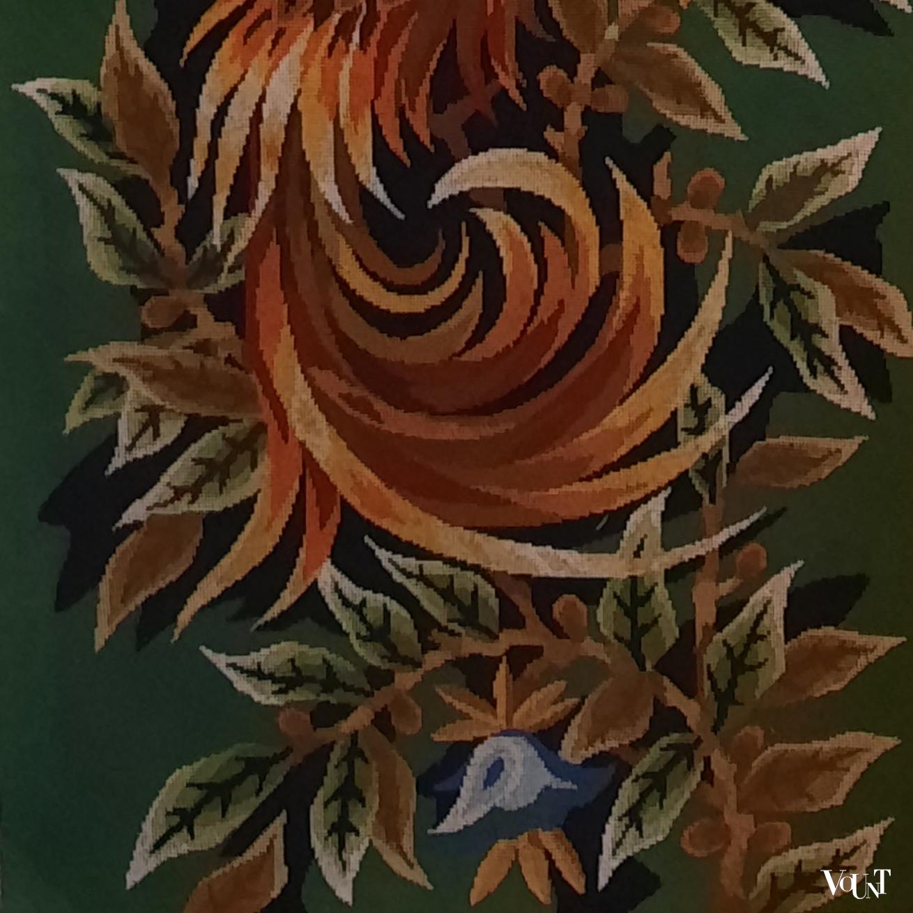 Wandkleed vogel, in de stijl van Jean Lurçat, jaren '60